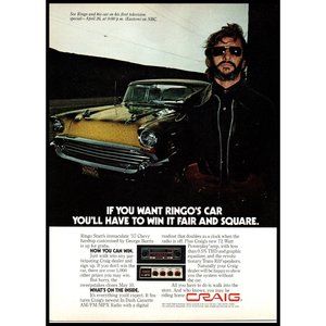 1978 Craig Car Stereo Vintage Print Ad The Beatles Ringo Star Classic Wall Art